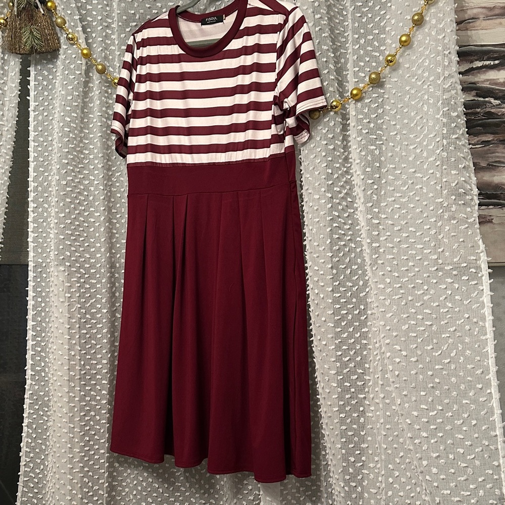Red and White Striped Dress